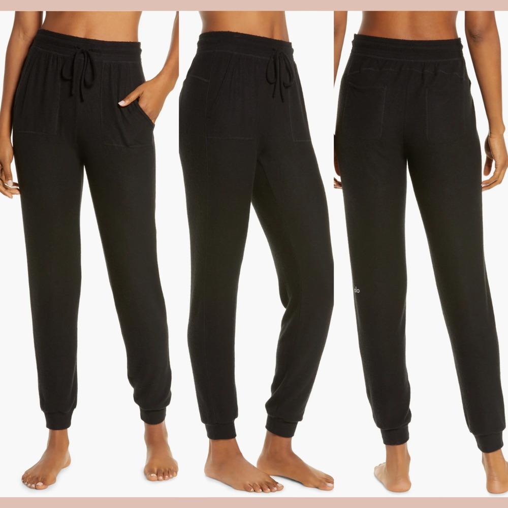NWT $108 Alo Yoga [ XS ] SOFT & Cozy‎ Soho Jogger Pants in Black #7096